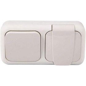 Resim Palmiye Beyaz Anahtar + Topraklı Priz Çabul Bağlantı Kombini 