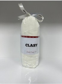 Resim Clasy Ranforce Lastikli Çarşaf Seti Tek Kişilik Fitilli Çizgili Beyaz Çok Renkli 