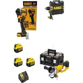 Resim Dewalt DCF850NT + DCD805NT + DCG412NT + 3 Adet 4 Ah Akü +Dolum Cihazı 