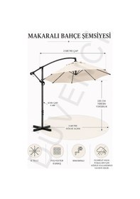 Resim Parasol Şemsiye Krem Çap: 300 Cm - 14 Kg - Eğilebilme Özelliği - Ayak Çapı: 48 Cm - Polyester Bej 