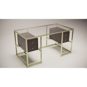Resim Trinity Gold Metal & Ahşap & Cam Çalışma Masası 