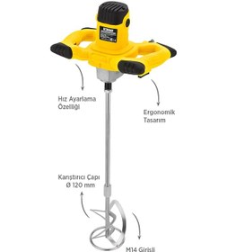 Resim Rtrmax RTM3920SET Elektrikli Boya Karıştırıcı Eldiven + Boya Karıştırıcı Ucu + Zımpara Malası 4'lü Set 
