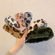Resim Şenlikli Vintage Leopar Desenli Sahte Kürk Başlık - Tek Parça - Polyester Malzeme - Her Gün Giyim İçin Uygundur 