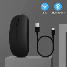 Resim Sneezy Apple Macbook Şarj Edilebilir Sessiz Mouse Bluetooth + 2.4Hz Wifi Kablosuz Mouse Fare 