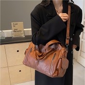 Resim Vintage Tek Renk Basit Desenli Büyük Kapasiteli İş Seyahat Günlük Çok Amaçlı Çanta 