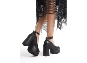 Resim Asmi Shoes Kadın Della Bilekten Bağlamalı (12CM) Platform Topuklu Ayakkabı Siyah 