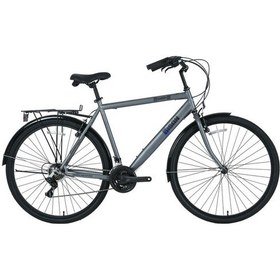 Resim Bisan Hardy Erkek Şehir Bisikleti 55cm V 28 Jant 21 Vites Parlak Gri Siyah Mavi Gri 