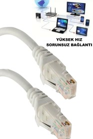 Resim usin 15 Metre Cat6 Lan Internet Data Modem Kablosu (cat 6 Ethernet Modem Rj45 Uçlu Jacklı Network Adsl) 