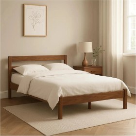 Resim Pinoxi Masif Ahşap Karyola 150CM x 200CM Doğal Ahşap Ceviz Renk 