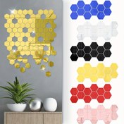 Resim 12 adet Altıgen Ayna Duvar Çıkartmaları Kendinden Yapışkanlı Çıkarılabilir Akrilik Duvar Çıkartmaları Bal Peteği Çıkartmaları DIY Ev Sanat Yatak Odası Oturma Odası Duvar Dekoru 46 x 40 x 23mm 