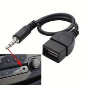 Resim 3.5mm AUX'den USB Ses Kablosu, Siyah Araba AUX Adaptörü, USB Kulaklık Dönüştürücü, Erkek-Kadın, Miniusb Bağlantı, USB Güçlü, ≤36V Çalışma Voltajı, Pil Gerektirmez 