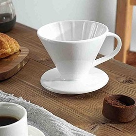 Resim Epinox Seramik Kahve Dripper - Porselen Demleyici - No: 2 - Beyaz (Hario V60 Benzeri) 