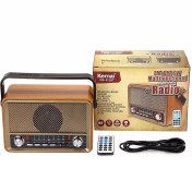 Resim Kahverengi Nostaljik Radyo, Bluetooth, Sd Kart, USB Girişli, Şarjlı, Fm Radyo Özellikli 