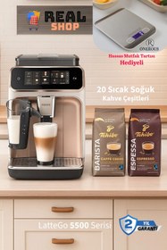 Resim Philips 20 Sıcak ve Soğuk İçecek Tam Otomatik Espresso Kahve Makinesi LatteGO EP5543+1kg kahve Hediyeli 