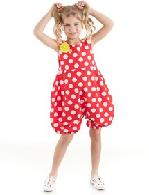 Resim Denokids Kırmızı Beyaz Puanlı Kız Çocuk Balon Tulum 