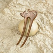 Resim Vintage Sandal Ağacı Kedi Saç Tokası - Kadınlar için Şık Ahşap Saç Çubuğu, Karmaşık Oyma Tasarımlı Retro Peri Tarzı Saç Aksesuarı, Topuzlar ve Geleneksel Saç Modelleri için Mükemmel 