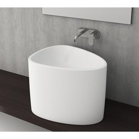 Resim Bocchi Etna Tezgah Üstü Monoblok Lavabo Mat Beyaz 1162-002-0125 
