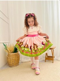 Resim H L Y Karol Tasarım Pembe Maşa Vintage Kız Bebek Elbise,doğum Günü Elbise,fotoğraf Çekim Elbise,0-12 Yaş Uygun Pembe 