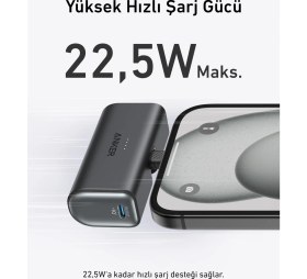 Resim Anker Nano Powerbank (22.5W, Dahili USB-C Bağlantı Noktası) - Mavi - A1653 (Anker Türkiye Garantili) 