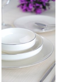 Resim Tabak Evi Sofia Platin Porselen Yemek Takımı 24 Parça 6 Kişilik Beyaz - Gümüş 