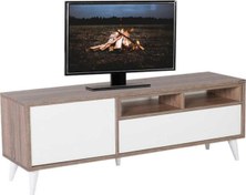 Resim Retro Wide Kapaklı Çekmeceli Tv Sehpası Latte-diamond Beyaz Adore Mobilya