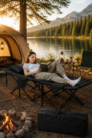Resim EFSANE KAMP - Konfor Ultralight Kampet Portatif Kamp Yatağı Siyah - 190x68x35cm 