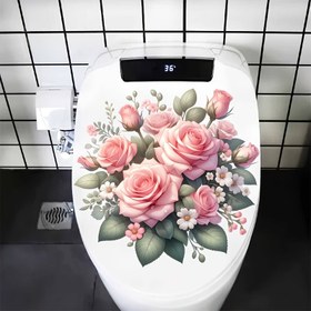 Resim 1 adet Tanklı Çiçekli Tuvalet Koltuğu Stickerı, Anneler Günü Banyo Dekoru, Kendinden Yapışkanlı Seramik Yüzey Stickerı, Yarı Parlak Bitiş, Tek Kullanımlık, Kare Şekil, Tatil Hediye Fikri, Tuvalet Dekoru ve Aksesuarları 