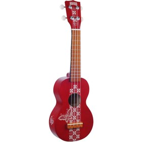 Resim Mahalo Kahiko Batik Soprano Ukulele (Kırmızı) 