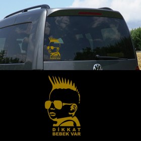 Resim Melek Pazarı 15 X 24 Cm Dikkat Arabada Bebek Var Sticker 