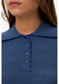 Resim Vero Moda Kadın Vmlımone Polo Yaka Kısa Kollu Kazak 10340101 Indigo Indigo 