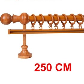 Resim Meyra Demonte Başlıklı Ahşap Rustik Perde Askısı - Tek Raylı -meşe 250 Cm Meşe 