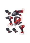 Resim Einhell TE-CI 18/1 Vidalama + TC-JS 18'li Dekupaj + TE-CD 18/2 Matkap + TE-AG18/115 Taşlama + 2 x 2.5 Ah Akü + 4.0 Ah Akü 