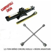 Resim inoltrare Araç Kaldırma Krikosu 1,5 Ton Kapasite Makas Cırcır Otomatik Kollu Kriko + 4 Lü Bijon Anahtarı 