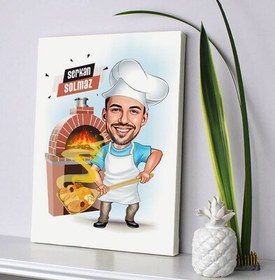 Resim Fırıncı Erkek Karikatürlü Kanvas Tablo 
