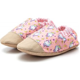 Resim Pamuk Astarlı Kaydırmaz Taban Patik-unicorn, Ev Botu Terliği Kreş Ayakkabısı Panduf F-834 Açık Pembe 