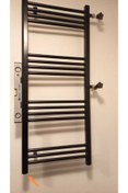 Resim Eurasia Havlupan Towel Radiator 500x1000 Siyah Yandan Girişli 2 Adet Vanası 