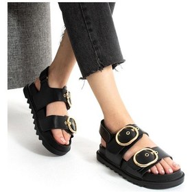 Resim 301l Ortopedik Taban Kadın Sandalet Günlük Kalın Taban Kadın Sandalet Terlik Siyah 