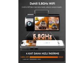 Resim Wolfbox I17 4K 3 Kanallı Araç Içi Kamera, Ön, Iç ve Arka 4K + 1080P + 1080P, 5,8 Ghz Wifi 