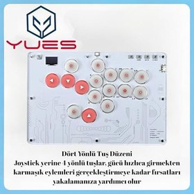 Resim YUES Fighting Stick Arcade Stick PS4/PS3/PC/Steam/Android/iOS Uyumlu, RGB Aydınlatmalı Arcade Joystick, Dövüş Oyunları İçin Kablolu Oyun Kontrolcüsü 
