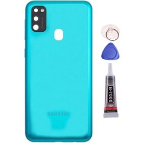 Resim Samsung M21 Yeşil Uyumlu Arka Kapak Batarya Kapağı Pil Kapağı Yapışkan Ve Sökme Aparatıyla Beraber Full Set Yeşil 