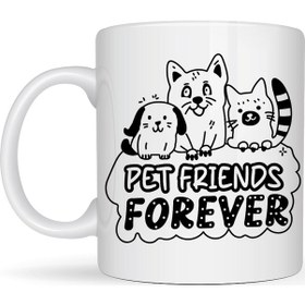 Resim Pet Friends Forever Porselen Kupa Model 69 Kedi &amp Köpek Figürlü Sevimli Tasarım, Hayvan Severlere Özel Kahve Ve Çay Kupası Diğer 