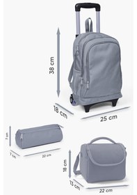 Resim Coral High Kids Saks Grafiti Desenli Üç Bölmeli Çekçekli 3'lü Çanta Seti Set0123967 
