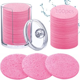 Resim 100 Adet Yeniden Kullanılabilir Doğal Çiçek Şekilli Sıkıştırılmış Yüz Süngeri ve Saklama Kabı - Peeling, Temizlik, Makyaj Çıkarma İçin Güzellik Uzmanları Tarafından Tavsiye Edilen Kozmetik Sünger 