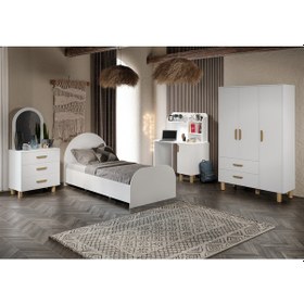Resim Bohem Çocuk Odası Takımı Beyaz Tamamı Mdf 4 Parça 