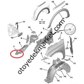 Resim Citroen Berlingo (2019-2024) Sol Ön Şasi Uç Sacı (Orijinal) 