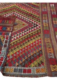 Resim El Dokuma Antika Obruk Kilimi 135x170 Kök Boya 130 Yıllık Koleksiyonluk Kilim 