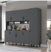 Resim Zenit Kahve Köşesi Çok Amaçlı Dolap Kiler Mutfak Dolabı Füme 175cm Antrasit 