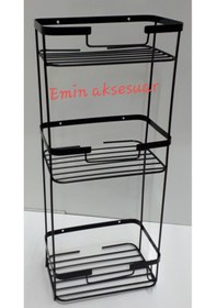 Resim 304 Paslanmaz 3 Lü Kare Şampuanlık-Süngerlik Mat Siyah Çok Renkli 