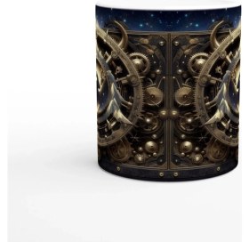 Resim Oğlak Burcu Baskılı Kahve Kupası - Zamanın Çarkları Astroloji Mekanizması Vs2 