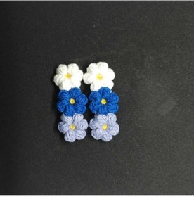 Resim Üç Çiçek Şık Tasarım Amigurumi 2 Li Toka Seti Mavi Tek Ebat Çok Renkli 